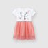 Baby Adorable Floral Embroided Girls' Hot Summer Little Princess Frilled Cotton Net Frock 15634