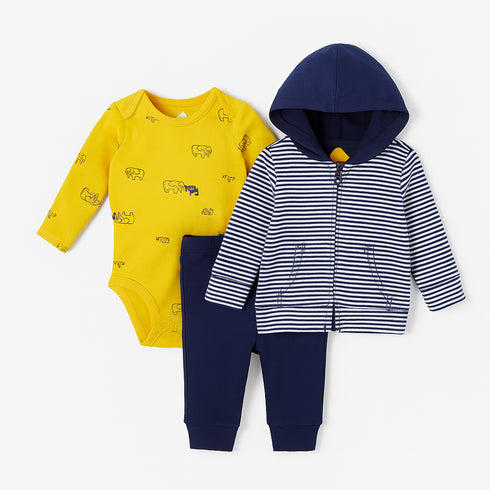 Infants 3pc Suit Set Hoodie With Bodysuit & Trouser 16864