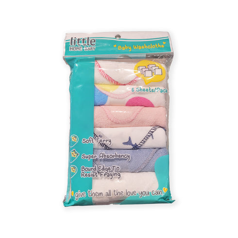 Infant Face Towel 6Pc Washcloths Set 17078 (Baby Girls Color)