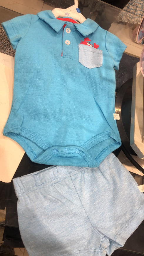Infants 2Pc Set Bodysuit With Shorts 15995