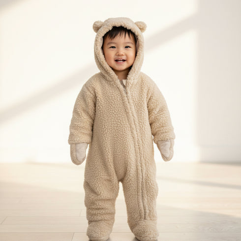 Infants Winter Puffer Hooded Romper Unisex 16810