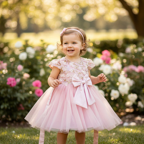 Baby Girls Frilled Floral Sequin Party Frock 16811