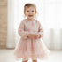 Baby Girls Frilled Floral Embroided Party Wear Frock Long Sleeves 16819