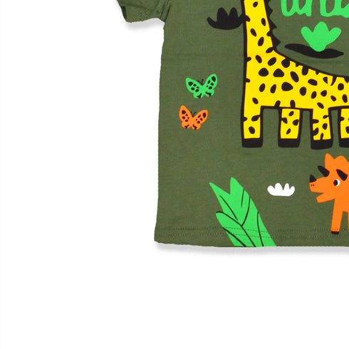 Boys Giraffe Jungle T-Shirt Green