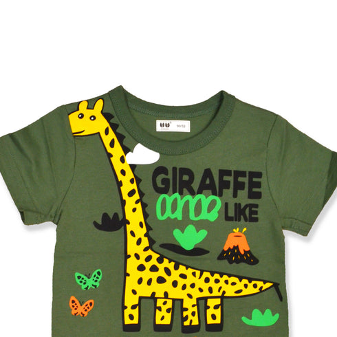 Boys Giraffe Jungle T-Shirt Green