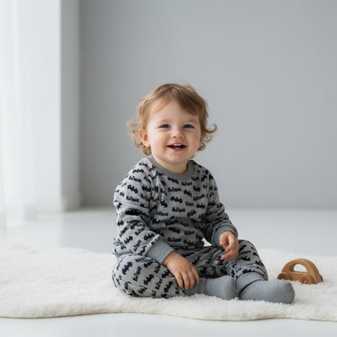 Nexteen Kids Exclusive 2Pc Suit Terry Shirt Long Sleeves & Touser Set 17110 Batman