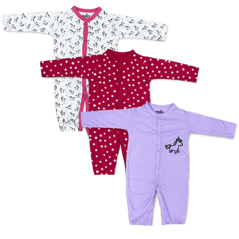 Basics Romper Set Pack Of 3 Cozy Sleep suits 0-24M 17160