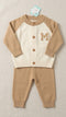 Woolen Beige and White Baby Boys Dresses Sweater and Trouser Set 0-24M
