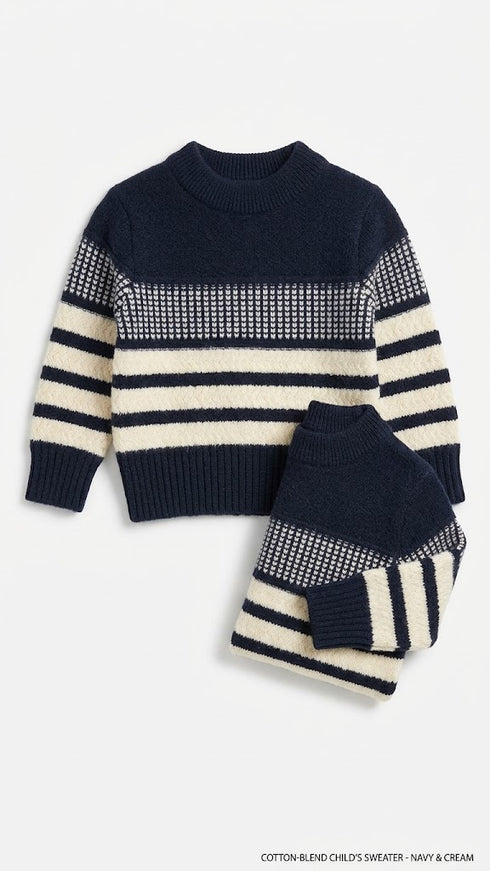 Baby Boys Navy Striped Woolen Sweater