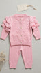 Woolen Baby Pink Heart Dotted Baby Girl Dresses Sweater Trouser Set 0-24M