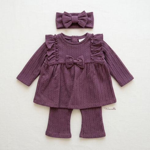 Maroon Baby Girl Suits with Top Trouser & Headband 0–24M