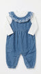 Blue White Cotton Baby Girl Dungaree Suit With Bodysuit 3–24 Months