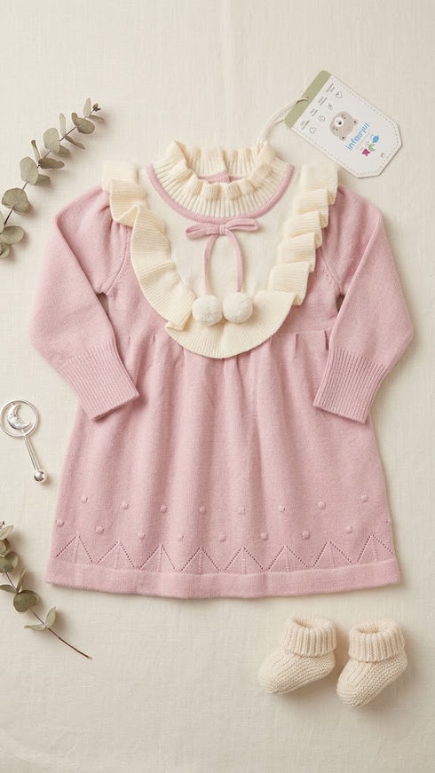 Woolen Tea Pink Baby Girl Frocks