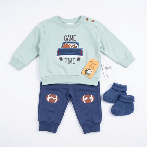 Baby Boys Suits Green & Blue Game Time Set 0–9M