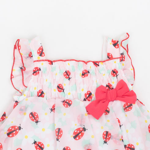 Baby Girls Party Wear Dress Frilled Frock With Trouser 15659