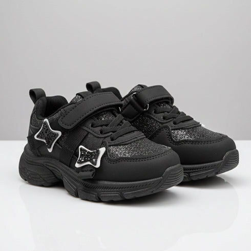 Casual Chunky Sneakers With Laces Stickon Warm And Comfortable Glittered Walking Shoes 16871