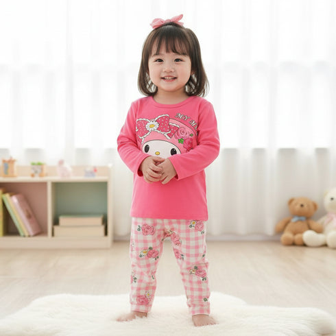 Floral Pajama Suit Full Sleeves T-Shirt & Trouser 16731