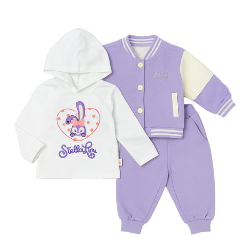 Girls Winter 3Pc Suit Hoodie With Long Sleeves Tshirt Trouser 16749