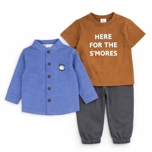 Baby Boys Exclusive Suit Set Formal Shirt, Half Sleeves Tshirt & Trouser 17443
