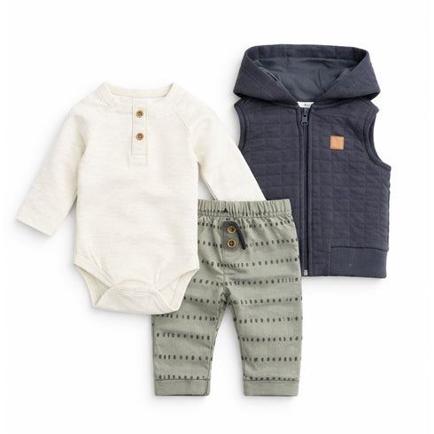 Baby Boys Exclusive Winter Suit Set Bodysuit Hoodie With Trouser 17450