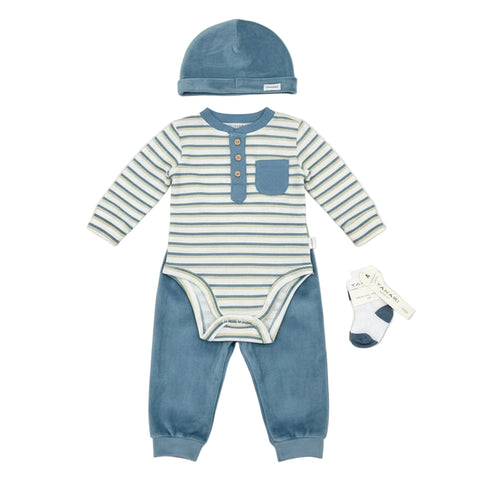 Baby Boys Exclusive Winter Suit Set Terry Bodysuit Full Sleeves With Fleece Cap & Fleece Trouser 17456