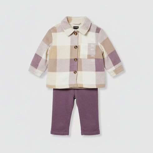 Baby Girls 3pc Suit Fleece Shirt With Inner Shirt & Trouser 17437