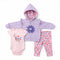 Baby Girls 3pc Suit Set Hoodie With Bodysuit & Trouser 17440