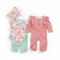 Baby Girls 4pc Suit Set Full Romper With Bodysuit Cap & Trouser 17452