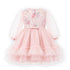 Baby Girls Frilled Floral Embroided Party Wear Frock Long Sleeves 16819