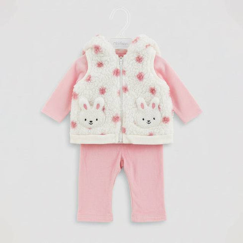 Baby Girls Suit Set Tshirt With Puffer Hoodie With Trouser 17457