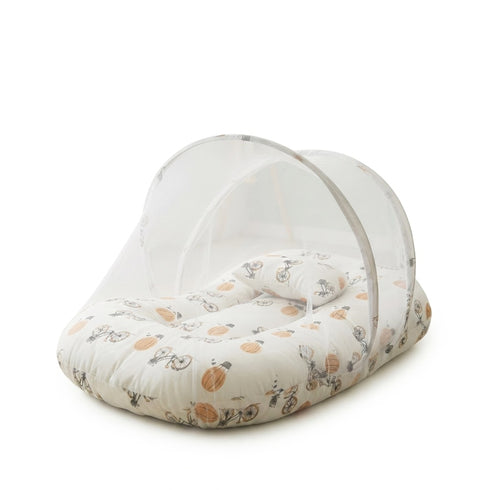Basics Baby Bed Net with Pillow Offwhite Bicycle Print