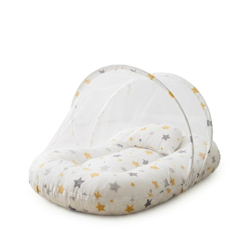 Basics Baby Bed Net with Pillow Stars White