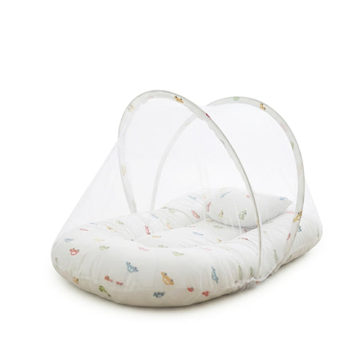 Basics Baby Bed Net with Pillow White Cars