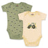 Basics Baby Body Suits Pack of 2 Beige Green Vehicle