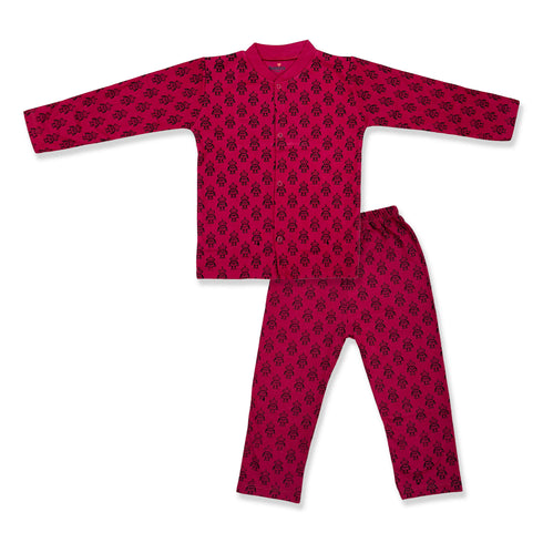 Basics Infants Night Suit -NB to 6Years Front Open Shirt With Trouser Robots 16935