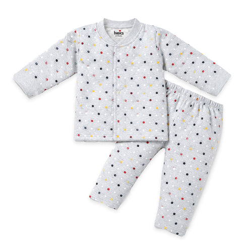 Basics Infants Night Suit -NB to 6Years Front Open Shirt With Trouser Stars 17482