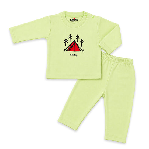 Basics Infants Roundneck Night Suit -NB to 2 Years Camp 17459
