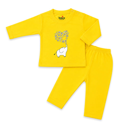 Basics Infants Roundneck Night Suit -NB to 2 Years Elephant 17464