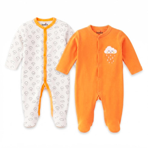 Basics Romper Set Pack Of 2 Cozy Sleep suits 0-24M Unisex 17175