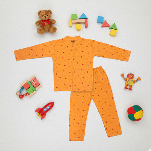 Basics Toddlers Night Suit Front Open Shirt With Trouser 2 to 6Years Butterfly 17502