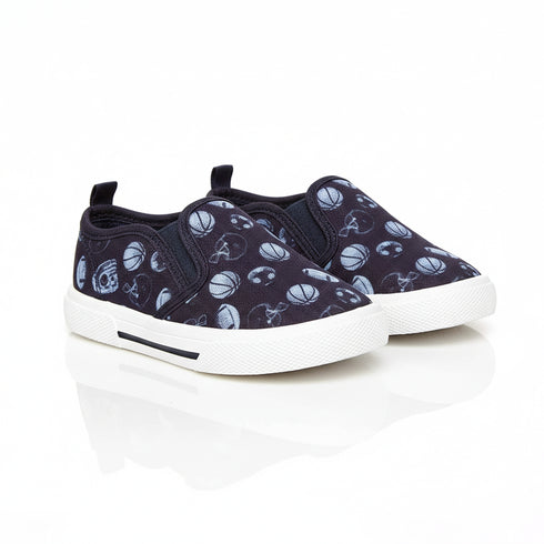 Classic Navy Football Canvas Shoes for Kids