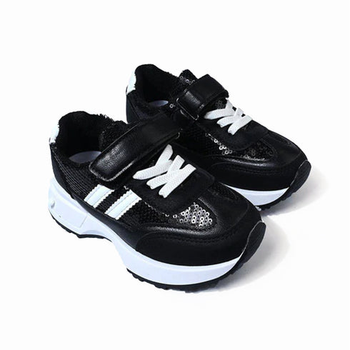 Casual Chunky Sneakers With Stickon Warm And Comfortable Sequin Walking Shoes 16879
