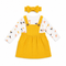 Baby Girls 3pc Suit Set Dangri Style Frock With Bodysuit & Headband 16823