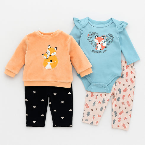 Infants 4pc Suit Set Bodysuit Puffer Sweatshirt With Trousers 16857