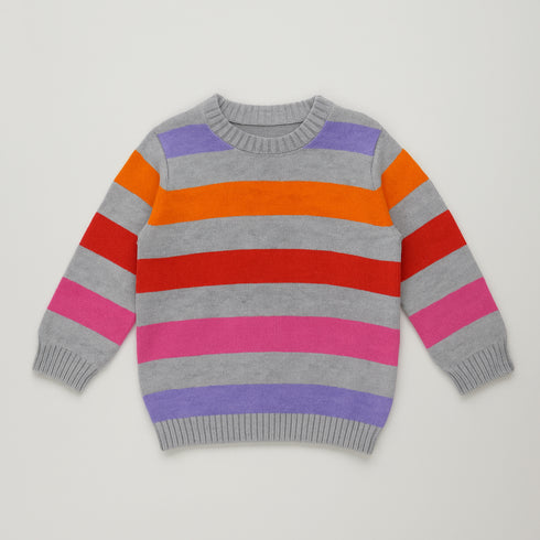 Soft Wool Sweater For Toddlers Girls Stripes 16806