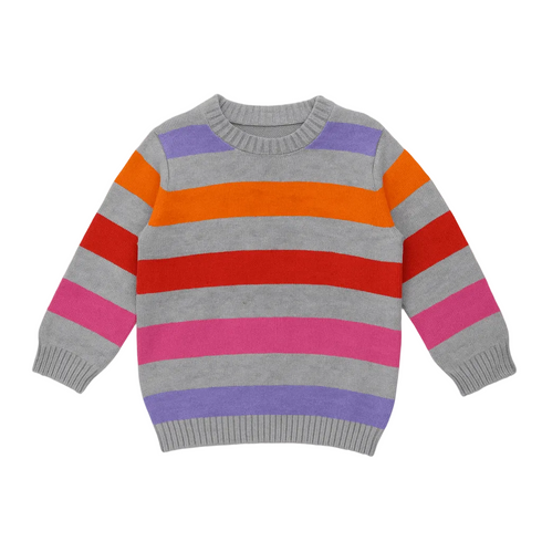 Soft Wool Sweater For Toddlers Girls Stripes 16806