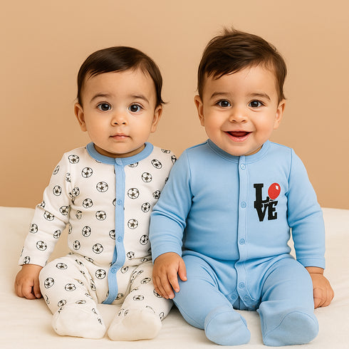 Basics Romper Set Pack Of 2 Cozy Sleep suits 0-24M Unisex 17175