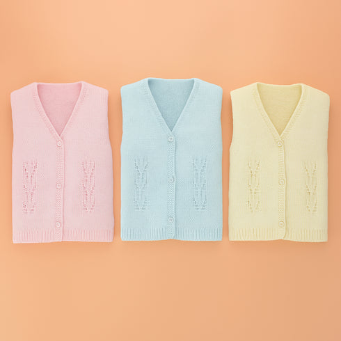 F/Open Woolen Sleeveless Vest Pink