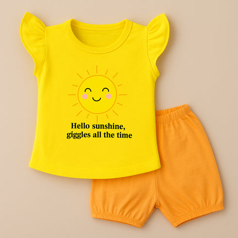 Baby Girls Suit Cotton Rich T-Shirt With Shorts Set 16472