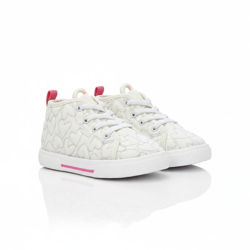 Canvas White Heart Running Shoes for Girls